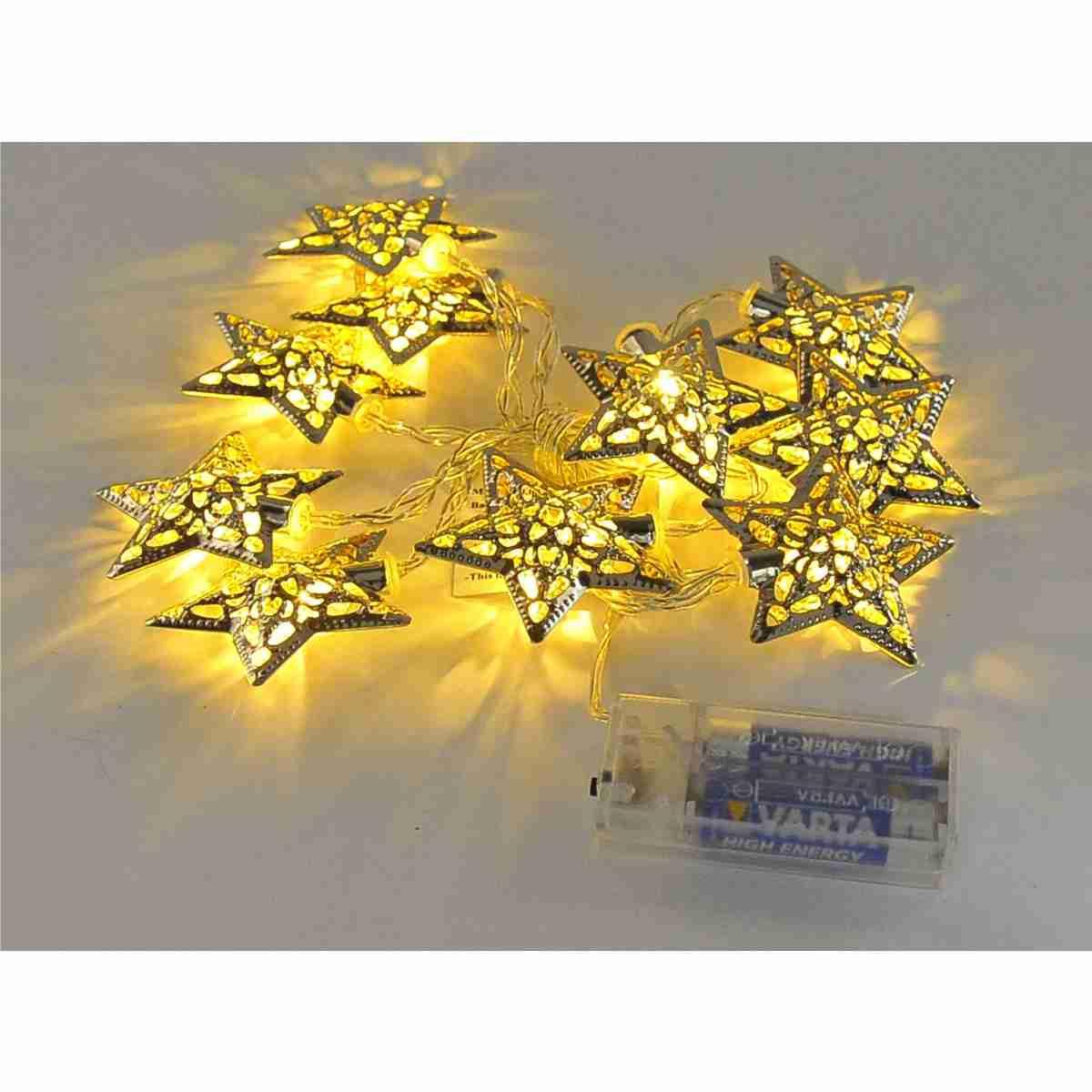 Luci Natale Esterno Batteria LED 6 con Stella Argento p10 |Inge's Glass