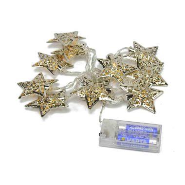 Luci Natale Esterno Batteria LED 6 con Stella Argento p10 |Inge's Glass