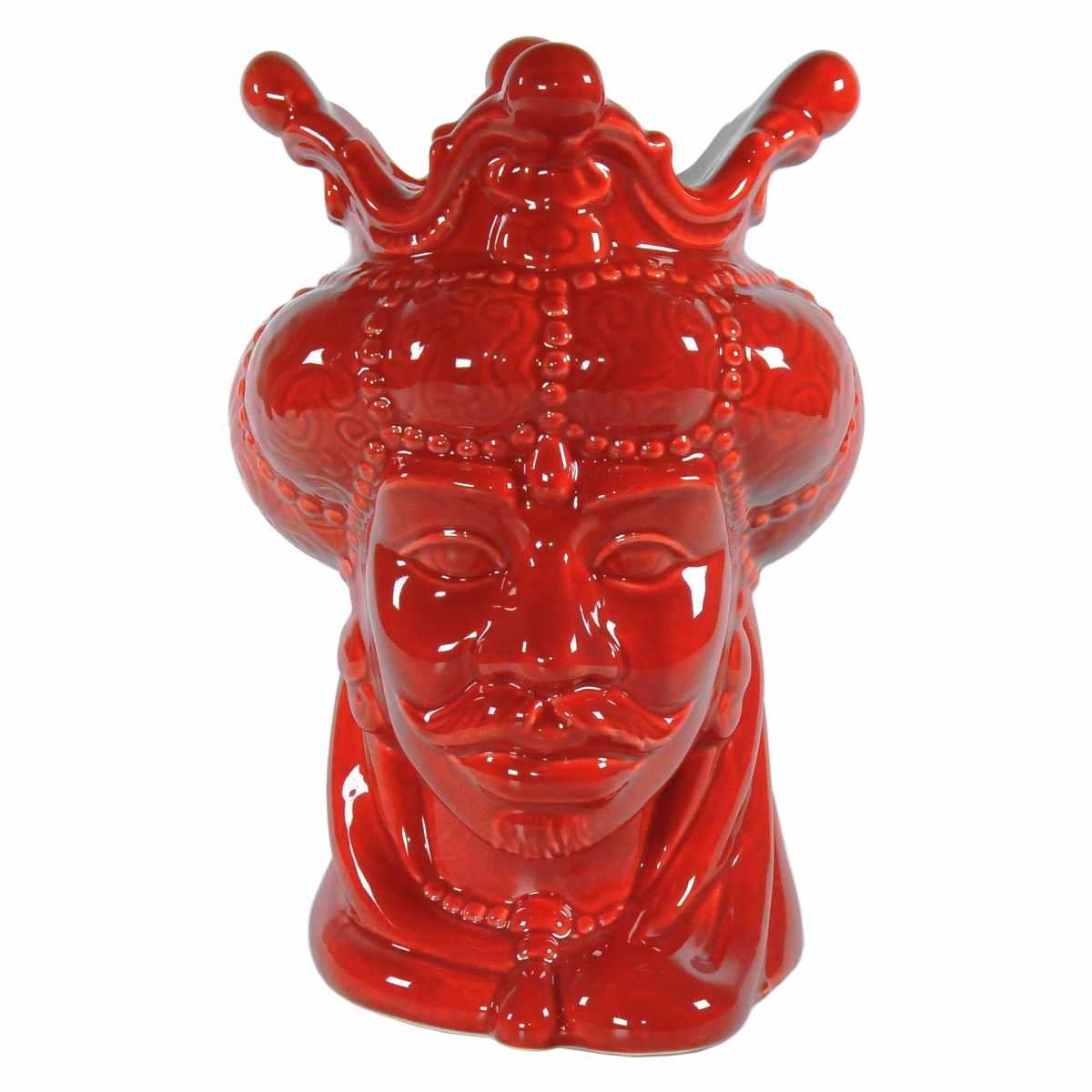 Vaso Porcellana Testa Moro Re Corallo cm.24 | Montemaggi