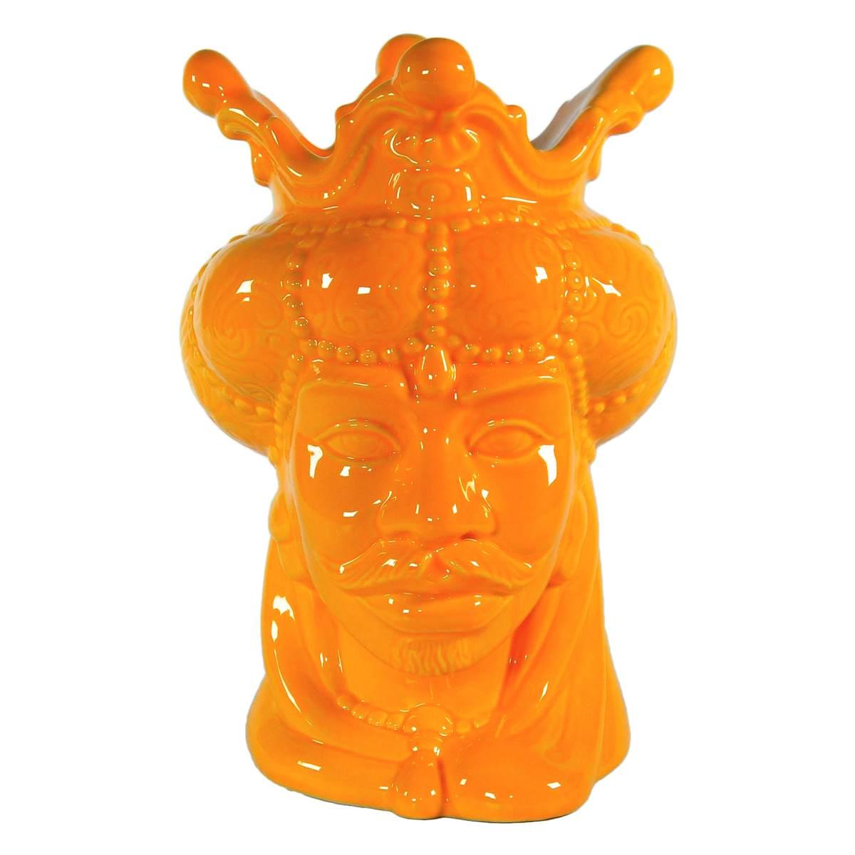 Vaso Porcellana Testa Moro Re Giallo cm.24 | Montemaggi