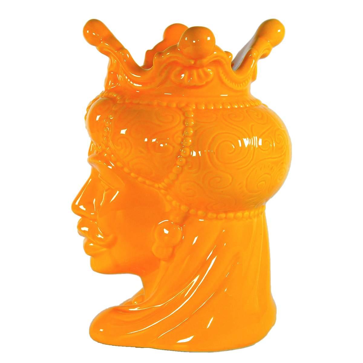 Vaso Porcellana Testa Moro Re Giallo cm.24 | Montemaggi