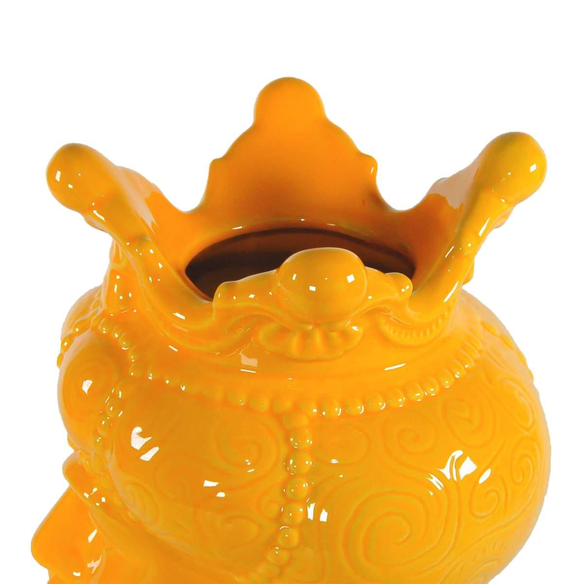 Vaso Porcellana Testa Moro Re Giallo cm.24 | Montemaggi