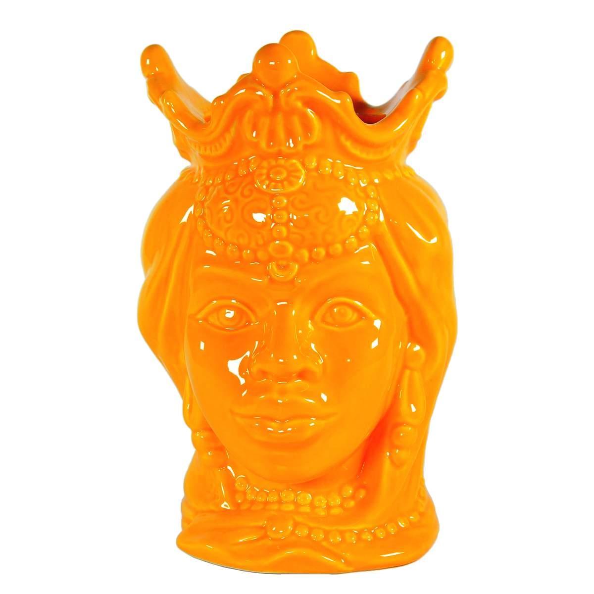 Vaso Porcellana Testa Moro Regina Giallo cm.24 | Montemaggi