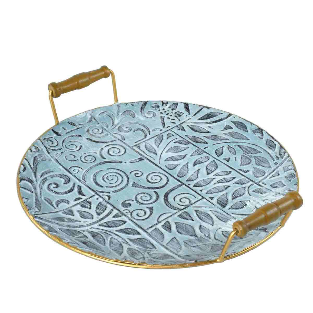 Vassoio Metallo cm.Ø35,5x6,5 Rabat Decorato | Montemaggi