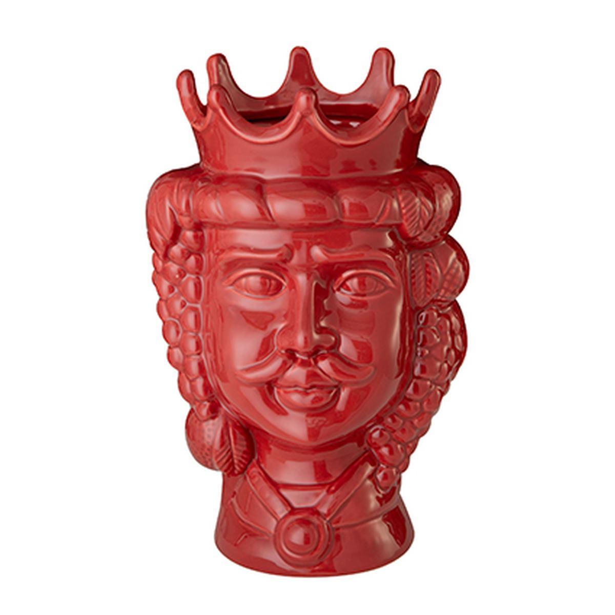 Vaso Porcellana Testa Moro Re Corallo c31 | Montemaggi