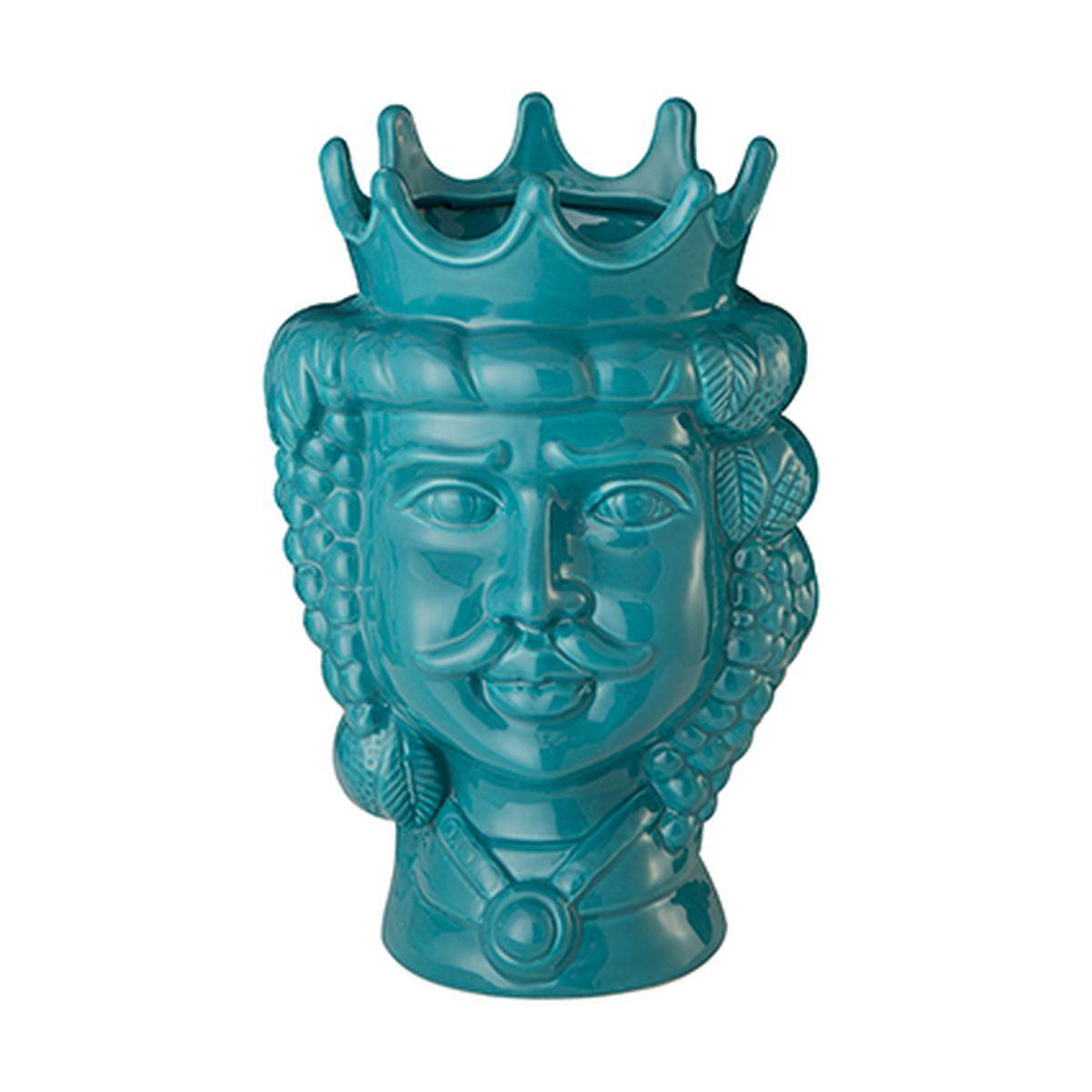 Vaso Porcellana Testa Moro Re Turchese cm.31 | Montemaggi