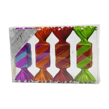 Pallina Natale cm.10,5 Caramella 4 Colori Set pz.4 |Inge's Glass