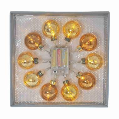 Pallina Natale cm.6 Luci int. LED Bronzo Set pz.p10 Batteria |Inge's Glass