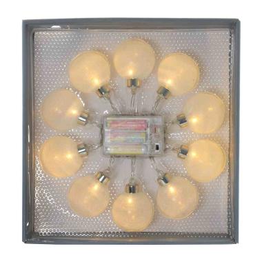 Pallina Natale cm.6 Luci int. LED Bianco Set pz.10 Batteria |Inge's Glass