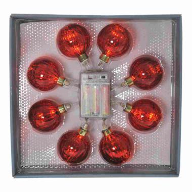 Pallina Natale cm.6 Luci int. LED Rosse Set pz.pz.8 Batteria |Inge's Glass