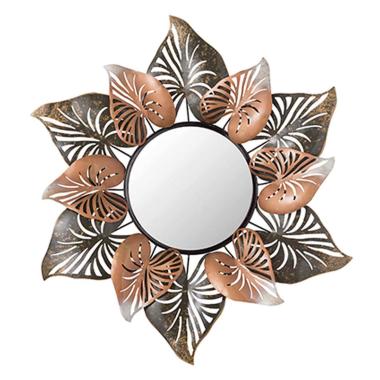 Specchio da Muro Metallo cm.80 Foglie Oro Bronzo | Montemaggi