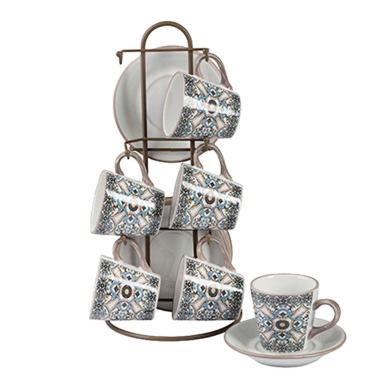 Tazzine Caff Set pz.6 Porcellana Noto Stoneware con Supporto | Montemaggi