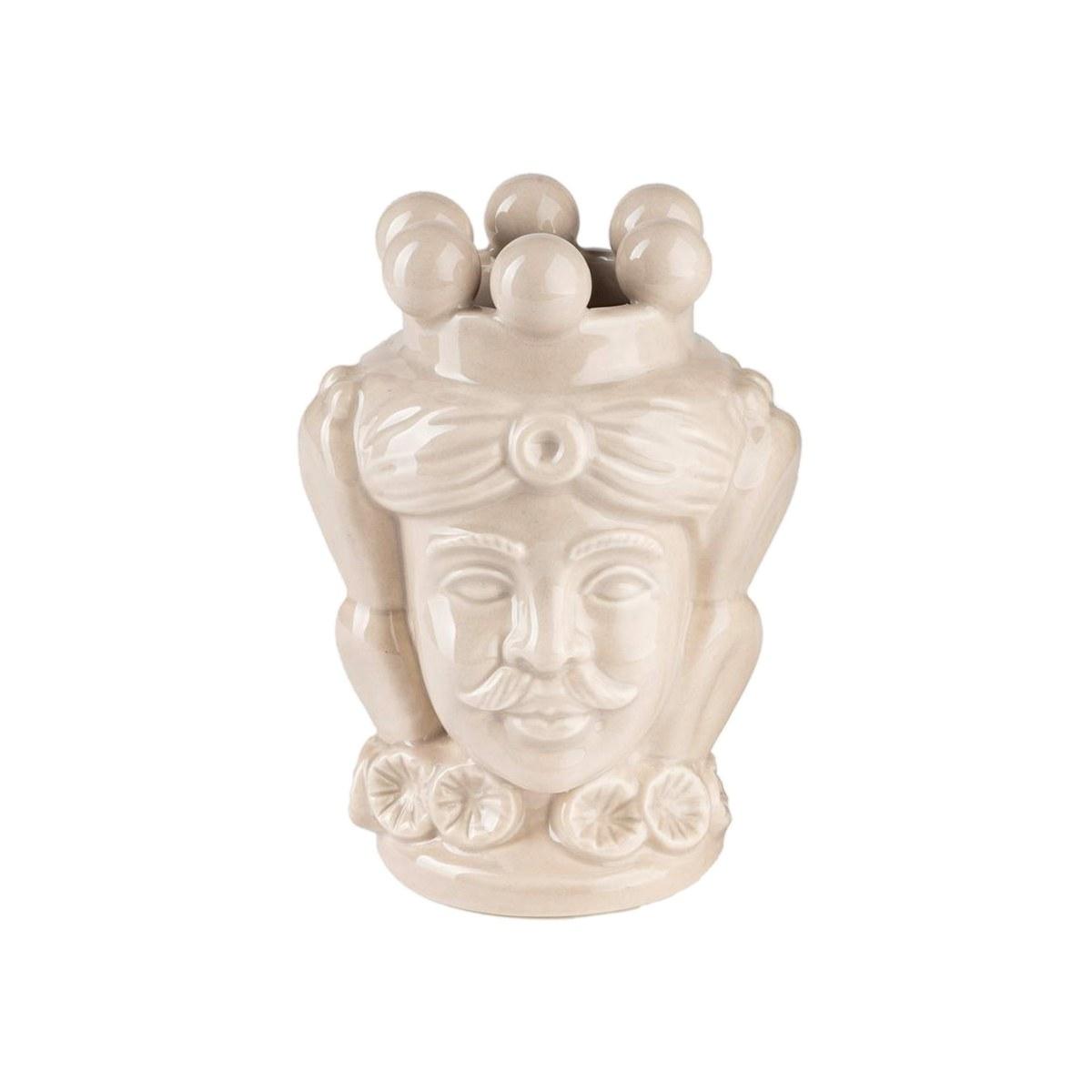 Vaso Porcellana Testa Moro Re Beige cm.8x14 | Montemaggi