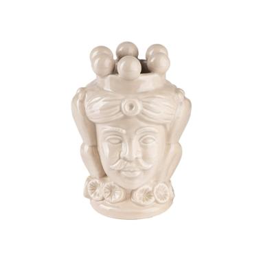 Vaso Porcellana Testa Moro Re Beige cm.8x14 | Montemaggi