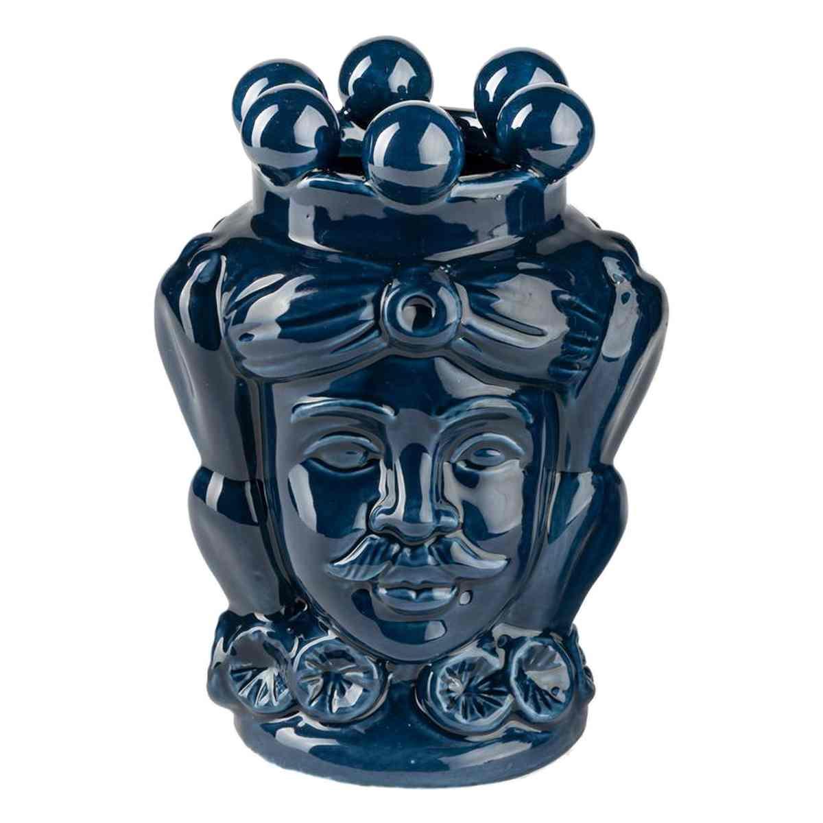 Vaso Porcellana Testa Moro Re Blu cm.8x14 | Montemaggi