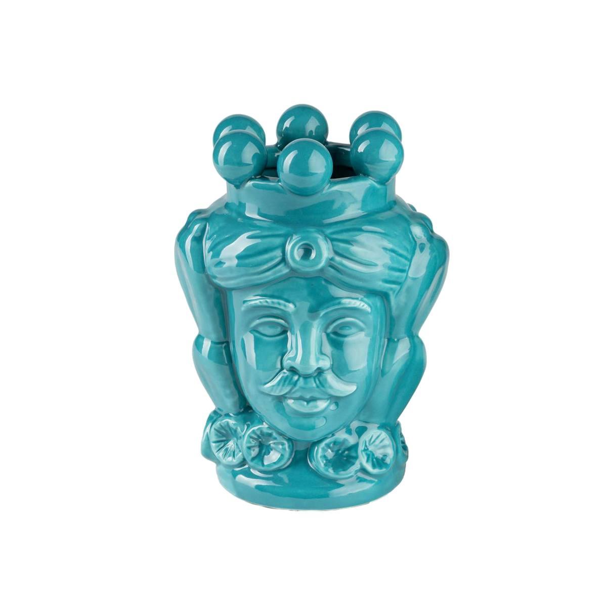 Vaso Porcellana Testa Moro Re Turchese cm8x14 | Montemaggi