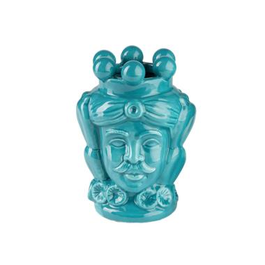 Vaso Porcellana Testa Moro Re Turchese cm8x14 | Montemaggi