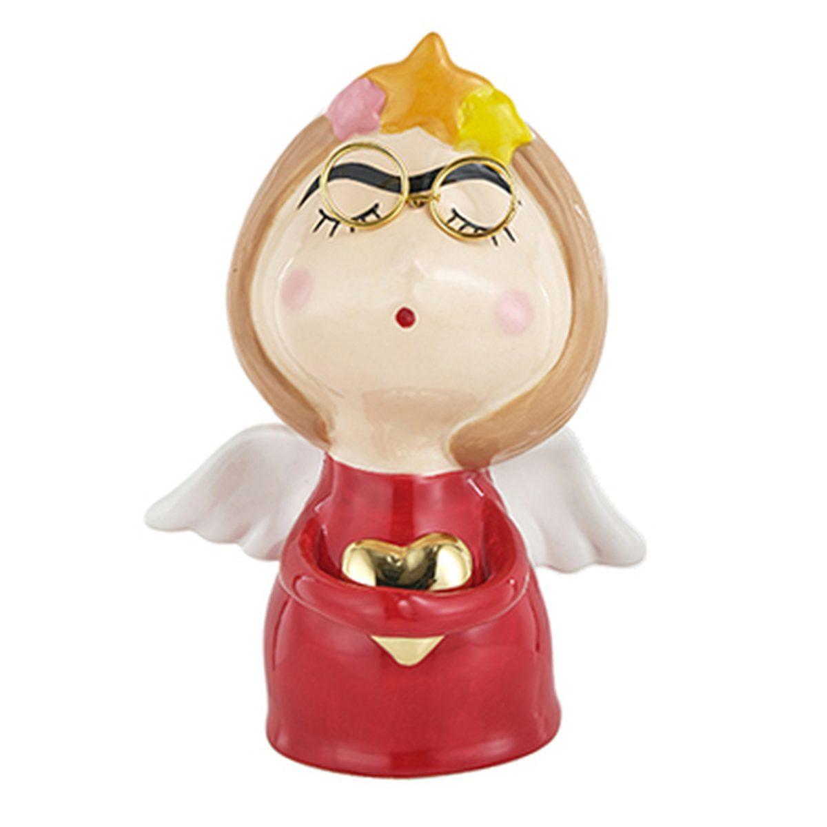 Angelo Ceramica Abito Rosso con Occhiali cm.17 |Montemaggi