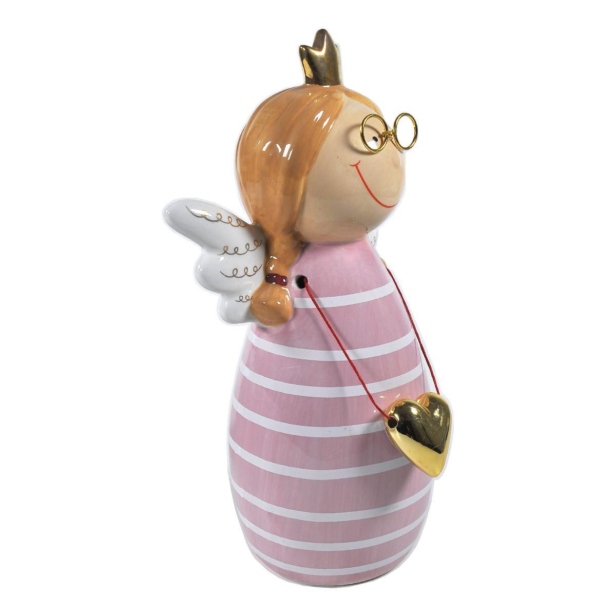 Angelo Ceramica Abito Rosa con Occhiali cm.26 |Montemaggi