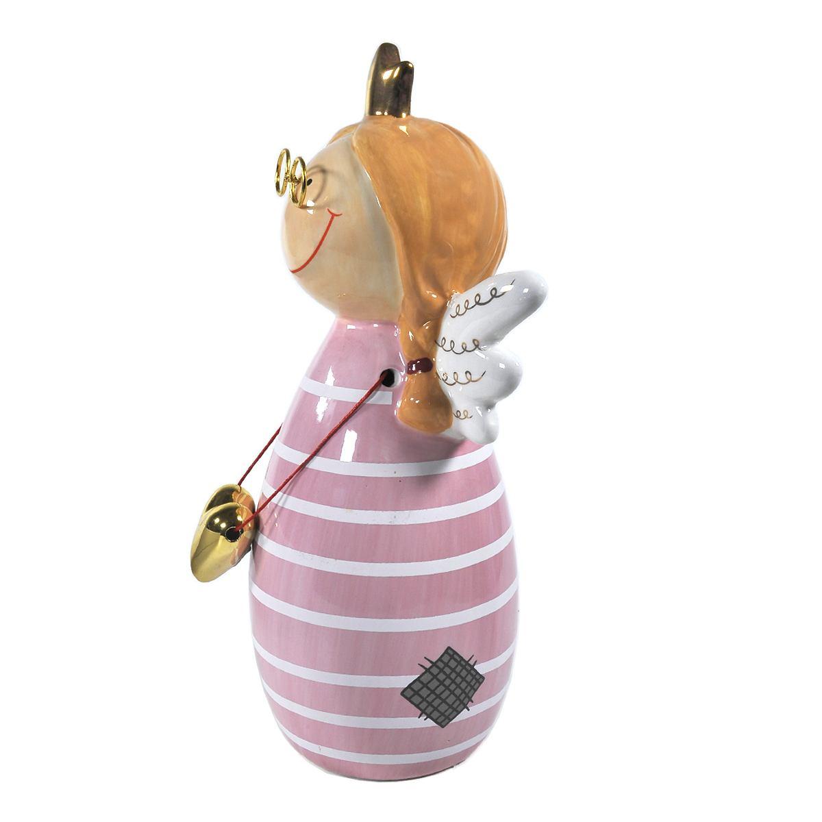 Angelo Ceramica Abito Rosa con Occhiali cm.26 |Montemaggi