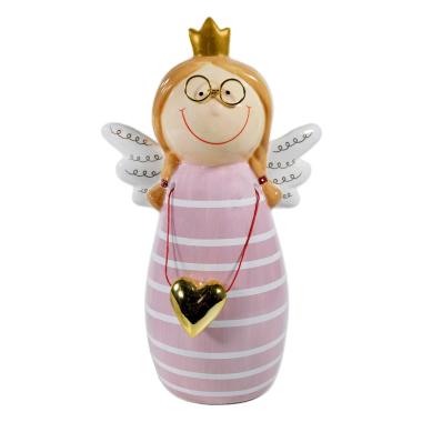 Angelo Ceramica Abito Rosa con Occhiali cm.26 |Montemaggi