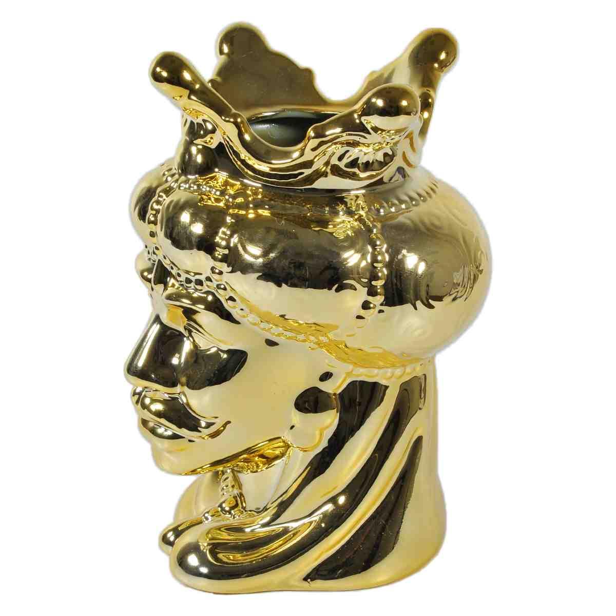 Vaso Porcellana Testa Moro Re Oro cm.24 | Montemaggi