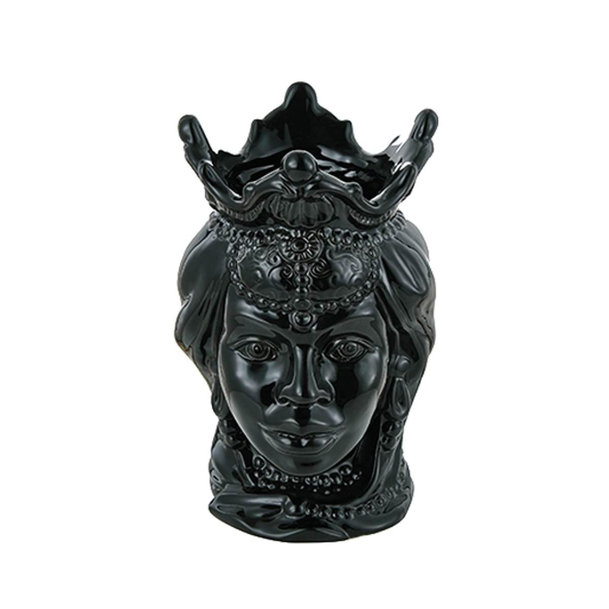 Vaso Porcellana Testa Moro Regina Nero cm.24 | Montemaggi