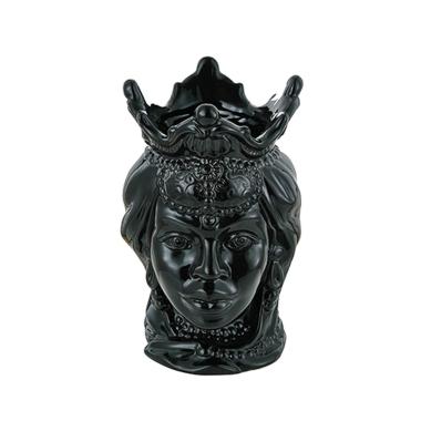 Vaso Porcellana Testa Moro Regina Nero cm.24 | Montemaggi