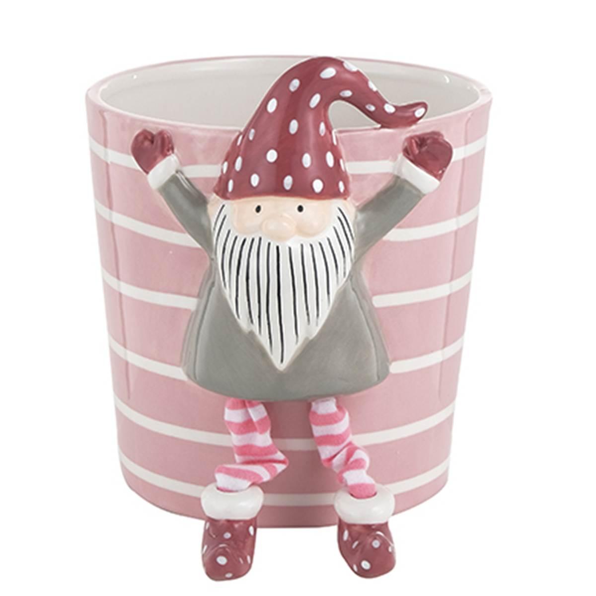 Vaso Natale Ceramica Babbo Natale con Gambe cm.15 |Montemaggi