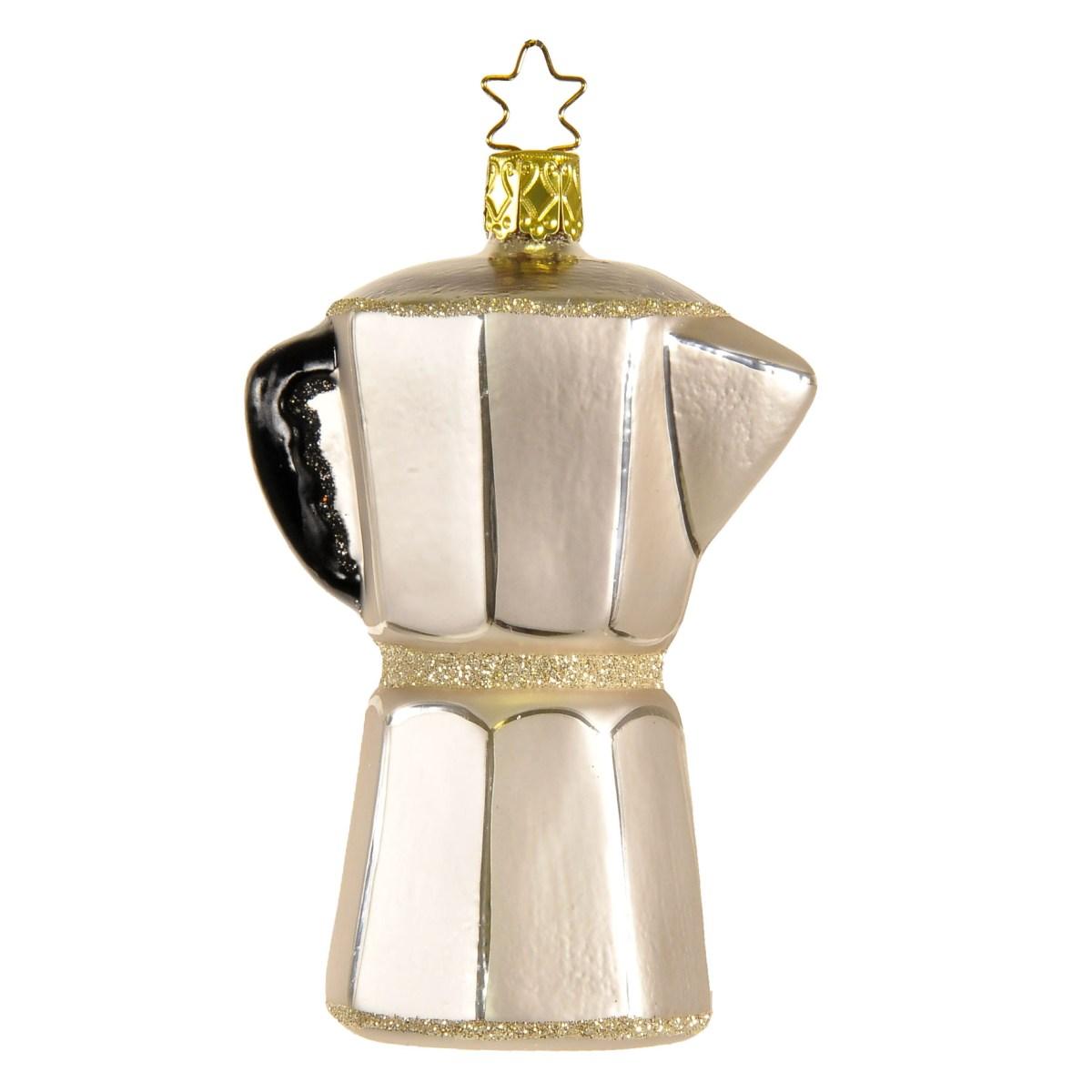 Pallina Natale Vetro Collezione cm.9 Caffettiera |Inge's Glass