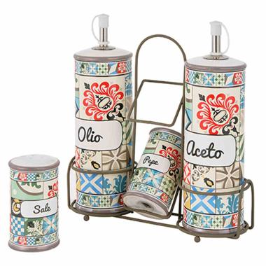 Menage Ceramica Positano con Supporto Set pz.4 | Montemaggi