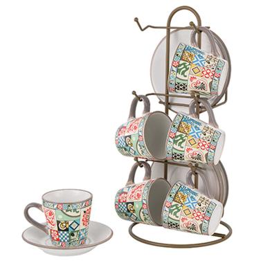 Tazzine Caff Set pz.6 Porcellana Positano con Supporto | Montemaggi