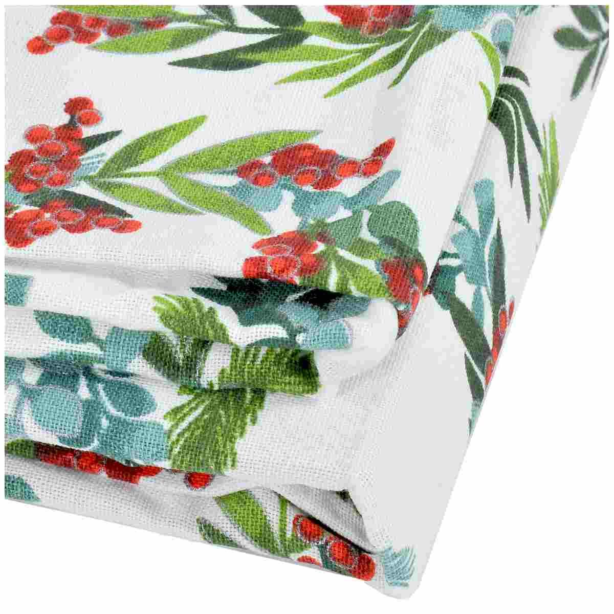 Tovaglia Natalizia cm.140x240 Cotone Fantasia Agrifoglio |Montemaggi
