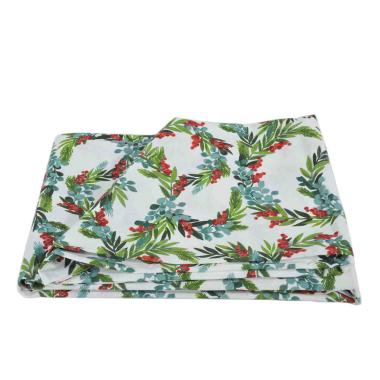 Tovaglia Natalizia cm.140x240 Cotone Fantasia Agrifoglio |Montemaggi