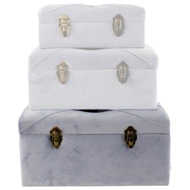 Baule Legno Velluto Grigio cm.46x28x24 | Silani