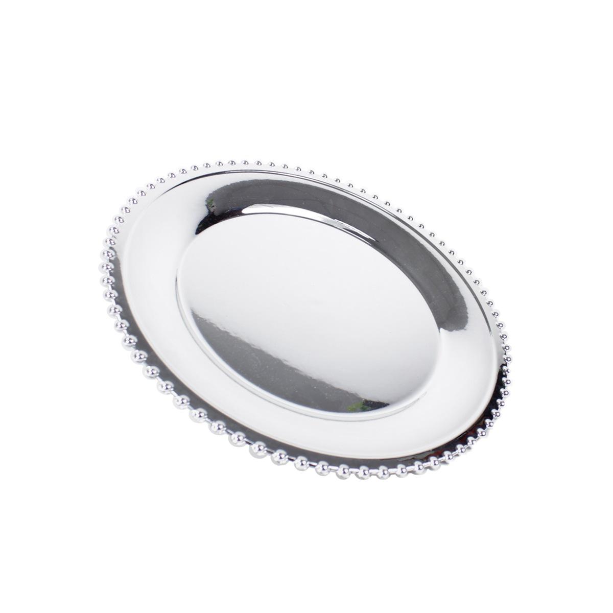 Piatto Tavola PVC Natale Argento Lucido con Bordo cm.33 |Silani