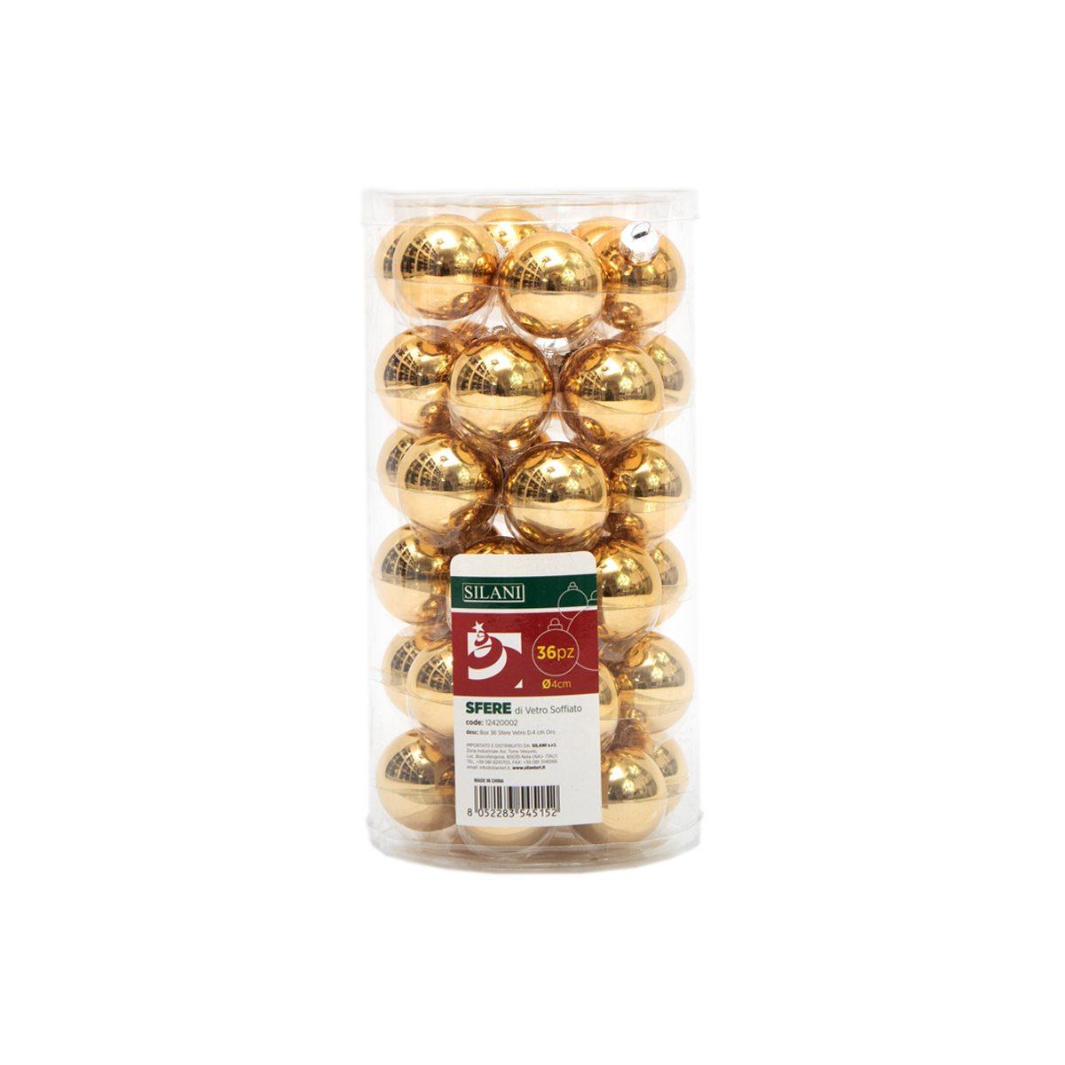 Pallina Natale Vetro cm.4 Oro Lucido Set pz.36 |Silani
