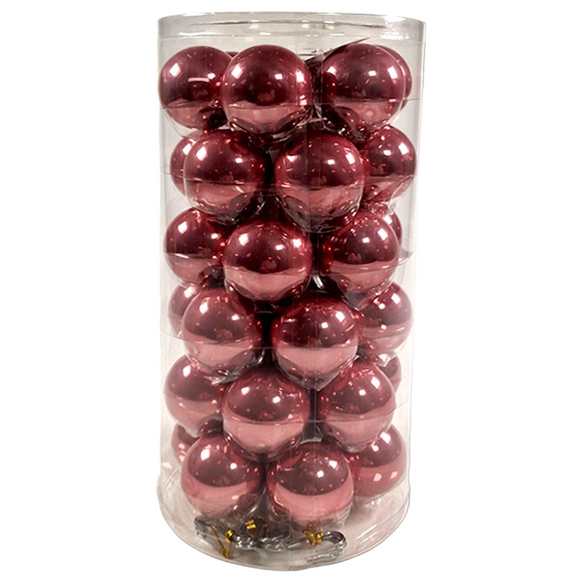 Pallina Natale Vetro cm.Ø4 Rosa Set pz.36 |Silani