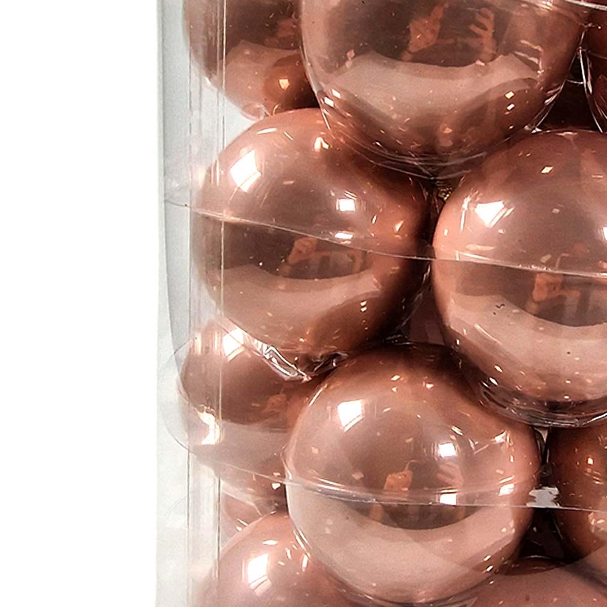 Pallina Natale Vetro cm.6 Rosa Cipria Lucide Set pz.30 |Silani