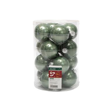 Pallina Natale Vetro cm.6 Verde Oliva Lucido Set pz.30 |Silani