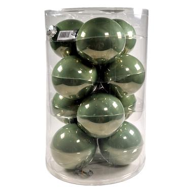 Pallina Natale Vetro cm.10 Verde Oliva Lucido Set pz.12 |Silani
