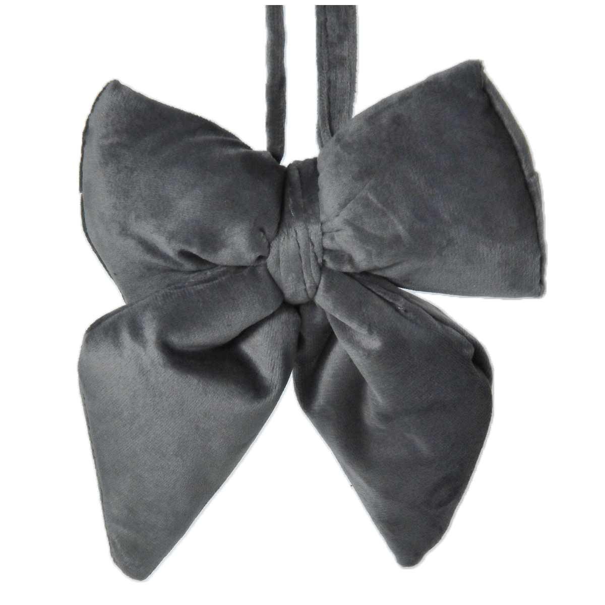 Decorazione Natalizia Fiocco Velluto Grigio cm.13,5x17 |Silani