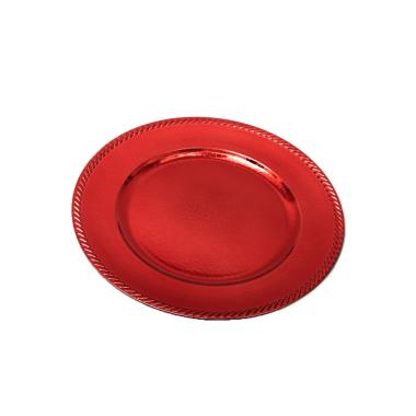 Piatto Tavola PVC Natale Rosso Lucido con Bordo cm.33 |Silani