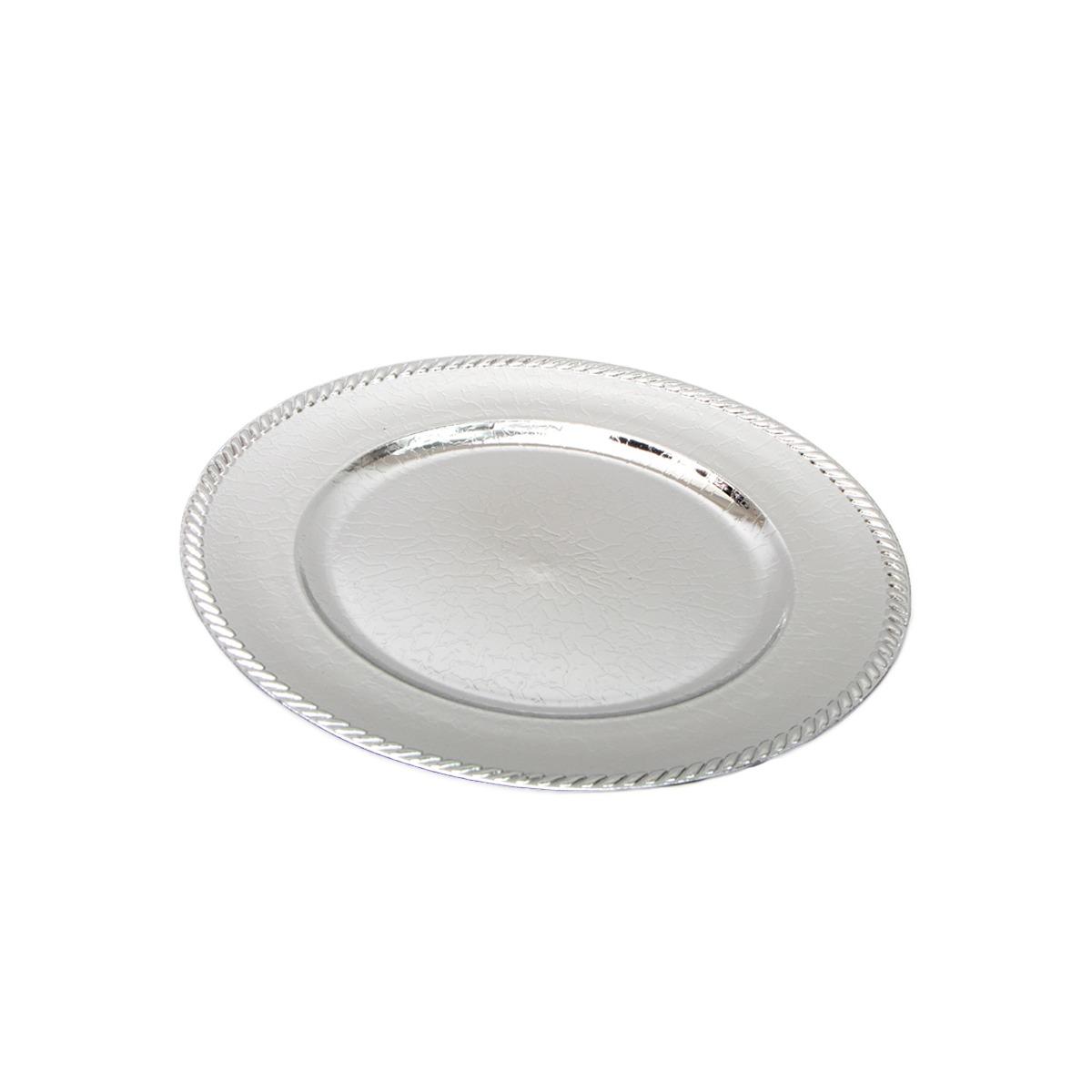 Piatto Tavola PVC Natale Argento Lucido con Bordo cm.33 |Silani