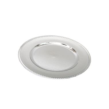 Piatto Tavola PVC Natale Argento Lucido con Bordo cm.33 |Silani