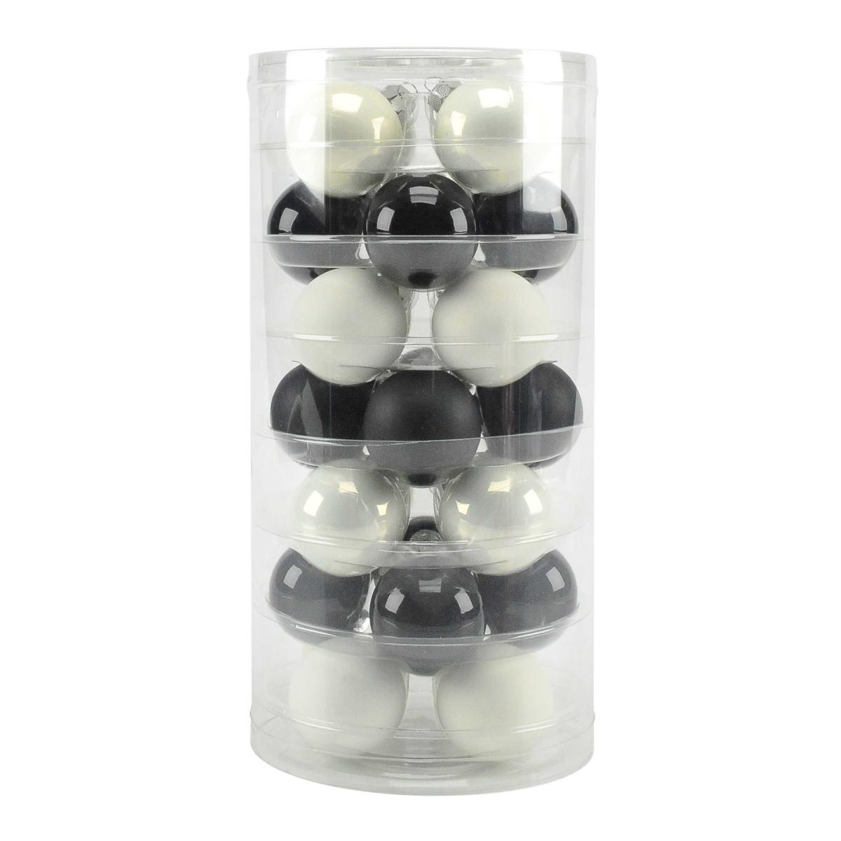 Pallina Natale Vetro cm.4,5 Bianco Nero Set pz.28 |Inge's Glass