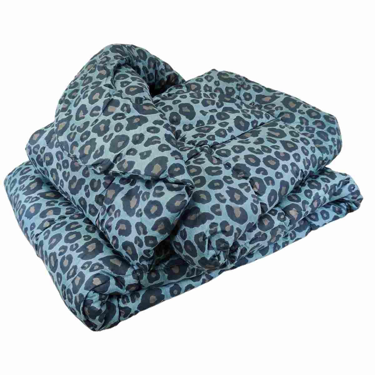 Trapunta 1 Piazza e Mezza Leopard Blu Avio cm.20x260 | Angelo Carillo