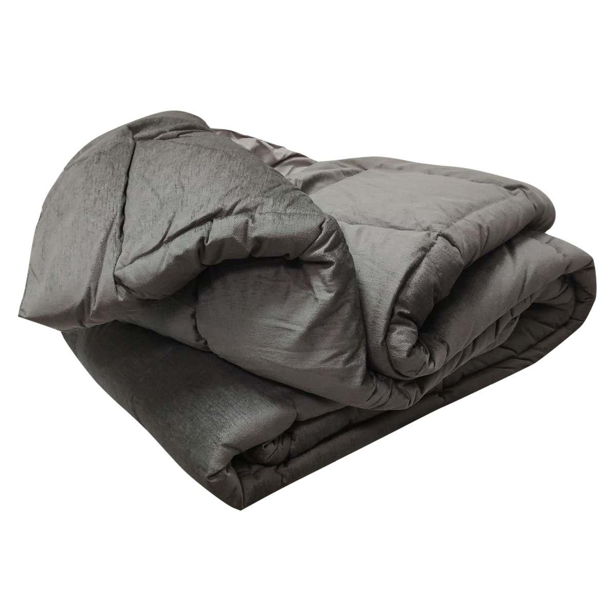 Trapunta 1 Piazza e e Mezza Claire Velluto Grigio | Angelo Carillo