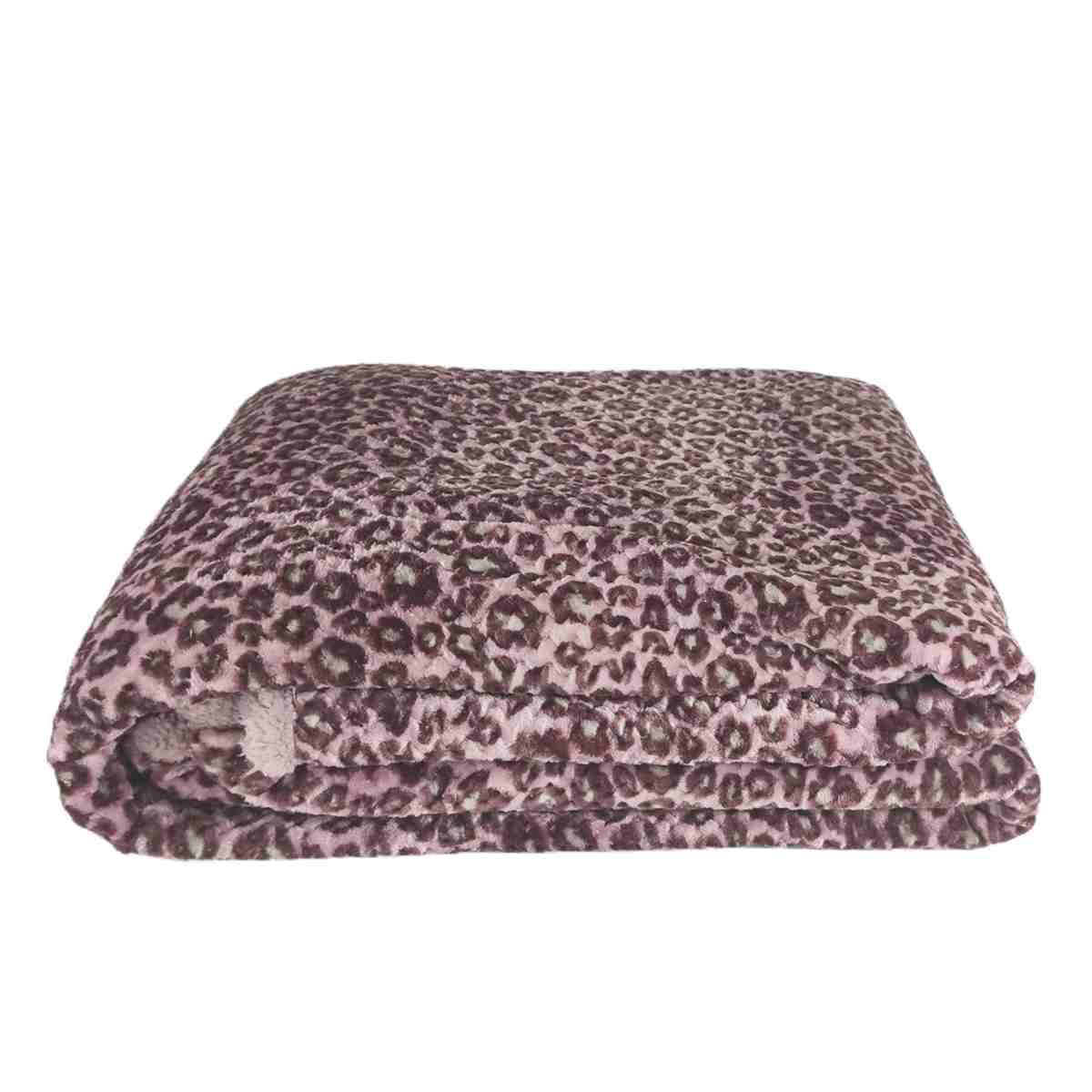 Coperta Plaid Leopard Rosa cm.130x160 | Angelo Carillo