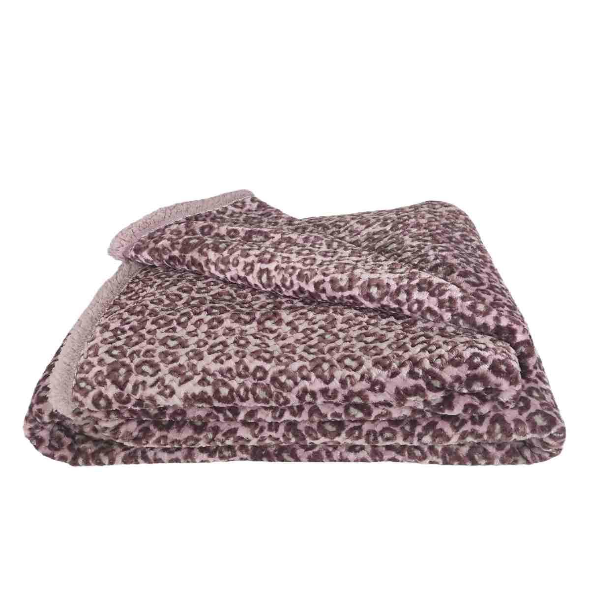 Coperta Plaid Leopard Rosa cm.130x160 | Angelo Carillo